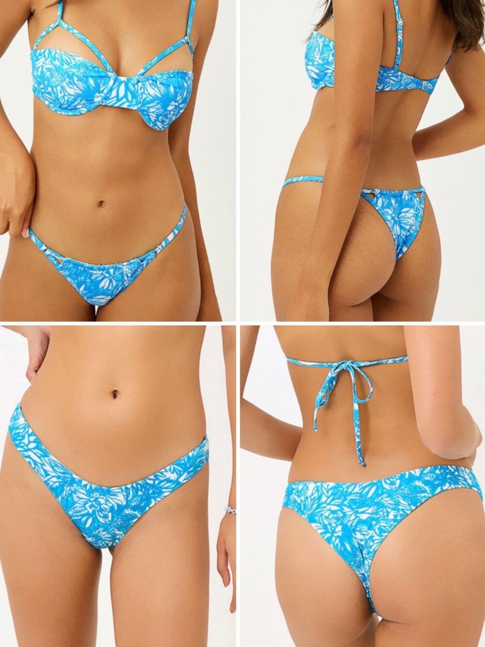 FRANKIES BIKINIS Bundle/Lot of 3 Iris Print Bikini - 1 Top & 2 Bottoms / All NWT